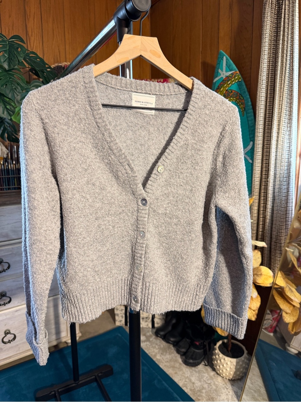 Heather Gray V-Neck Button Cardigan